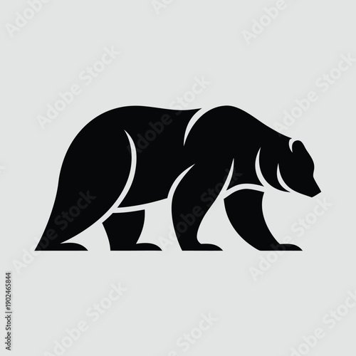Minimalist black grizzly bear silhouette icon for wildlife branding vector illustration