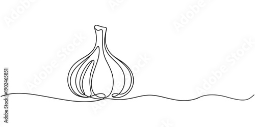 One line garlic vector illustration, Continuous one line drawing whole healthy organic garlic for plantation logo identity. Fresh cuisine seasoning concept for vegetable. Pro vector
