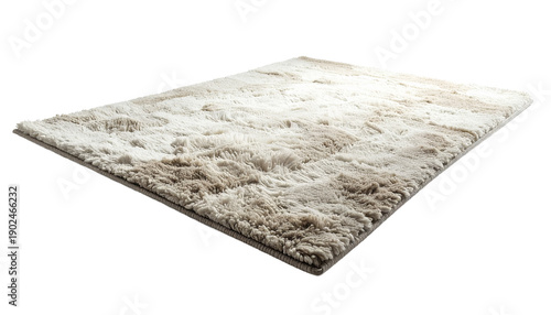 Wallpaper Mural Comfortable soft fluffy beige shaggy area rug for home interior decoration. Plush textile carpet with high pile texture, isolated product mockup on a transparent background. Torontodigital.ca