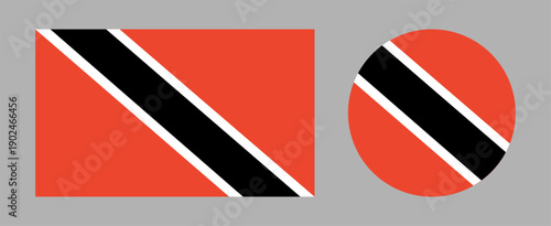 Trinidad and Tobago circle, rectangle flag icons set. Round National Trinidad and Tobago flag badges. Flags button, sticker, background collection.