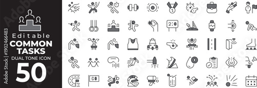 Editable dual tone icon set of Common tasks and daily activities symbols Vector illustration