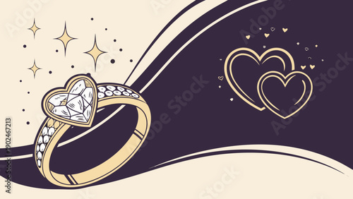Diamond Heart Engagement Ring, Romantic Love Proposal Background