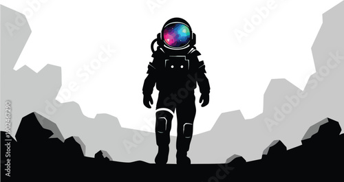 Astronaut in Space Suit Standing Alone.