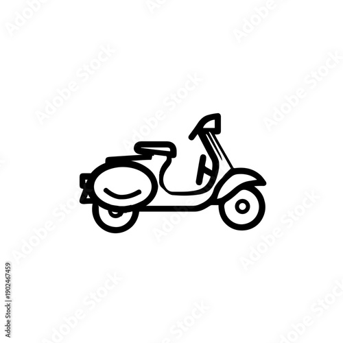 Minimalist Vector Scooter Icon Isolated on White Background