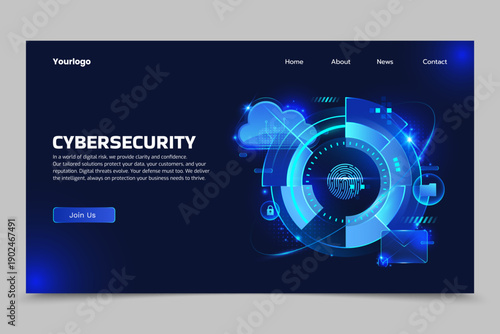 Cybersecurity secure data platform presentation 3D illustration