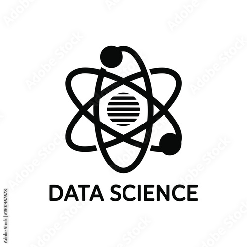 A stylized atom symbol paired with the text data science in bold