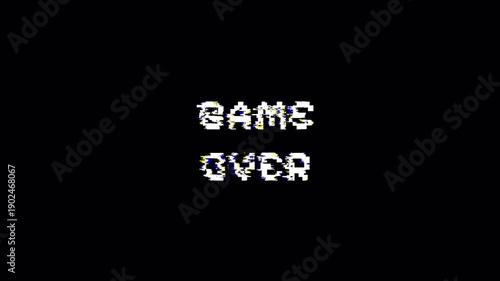 Wallpaper Mural Looped GAME OVER animation with glitch effect isolated on black background. Glitch GAME OVER video game screen. 4k animation. Alpha channel. Torontodigital.ca