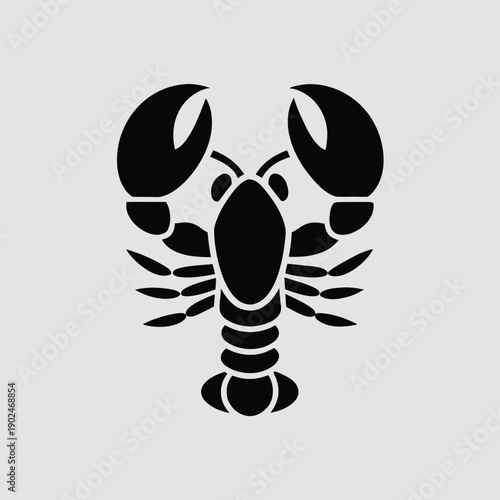Simple black silhouette of a lobster for seafood and ocean concepts vector illustration