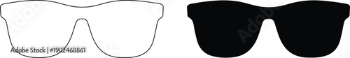 Two pairs of sunglasses with different shading styles on white background for design use