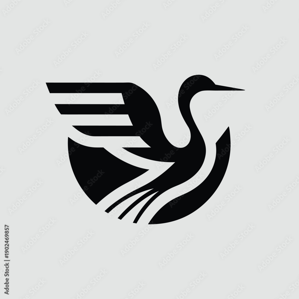 Fototapeta premium Stylized flying bird logo silhouette minimalist design concept vector illustration