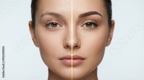 Before and After Makeup Transformation. Concept featuring makeup, beauty, transformation, before and after, cosmetics.