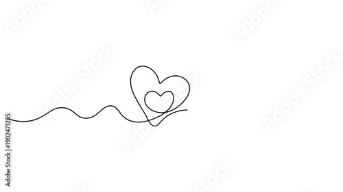 One line drawing heart animation. Hand drawn vector minimalist illustration of love animation. Cute simple line art love heart animation