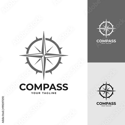 compass logo design template for navigation travel and adventure business branding