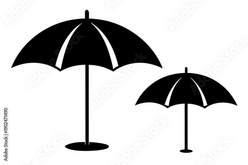 Sunshade Beach Umbrella Silhouette Vector, Minimal Summer Art