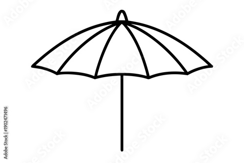line art Beach umbrella silhouette vector illustration isolated on white background