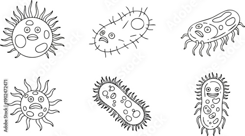 Abstract bacteria and microbes creative illustration black background