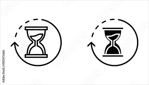 anti-aging hourglass line icon set, flat design vector illustration on white background.