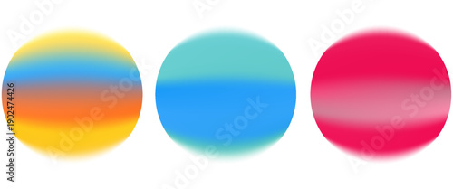 Set color circle gradient noise gradation. Abstract colorful watercolor blur mesh on isolated transparent background. Circle shape png.