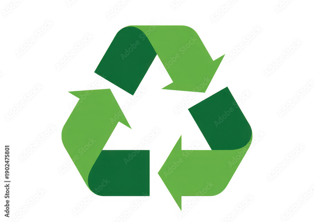 Obraz premium Green recycling symbol with 3D effect arrows recycle isolated on a transparent background