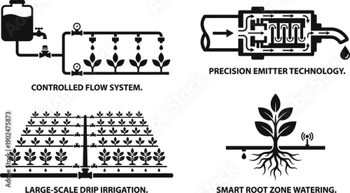 Irrigation system for sustainable agriculture vector illustration
