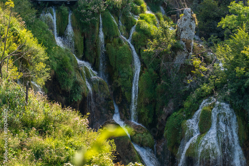 Konstfotografi Plitvice Lakes, Croatia - August 16, 2025: Scenic landscape of turquoise lakes and waterfalls in National Park
