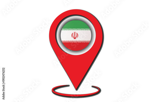 Free Download Iran Map Pointer Icon - Red Location Pin with Iranian Flag. - GFXLoad