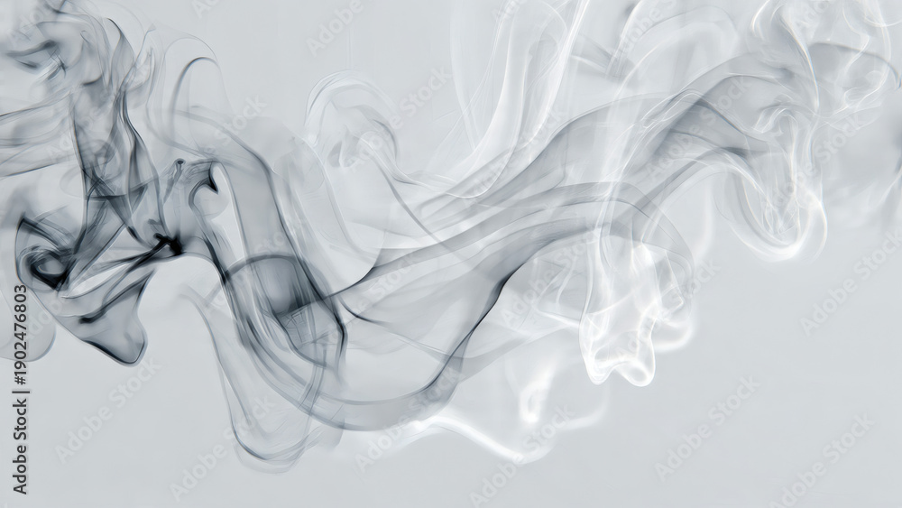 Fototapeta premium Dynamic abstract smoke patterns swirling gracefully, creating an elegant backdrop of white and grey vapor textures with fluid motion