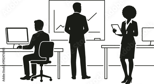 Professional colleagues with Down Syndrome working in modern office vector