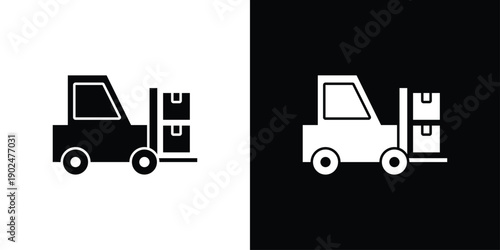Forklift Icon Sheet Multiple Style Collection Isolated Vector