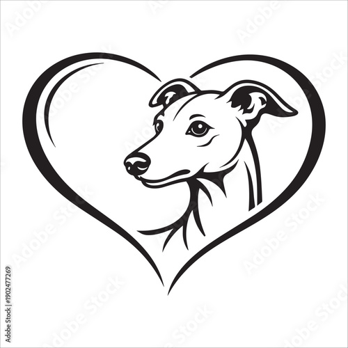 Greyhound Dog Head Inside Heart Icon