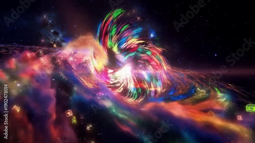 ネオンに染まる未来都市の夜、ノイズまみれのデジタルナイト、イバードリーム・パララックスループ