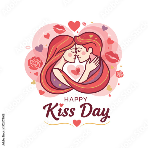 Happy Valentines Day Card with Heart Illustration