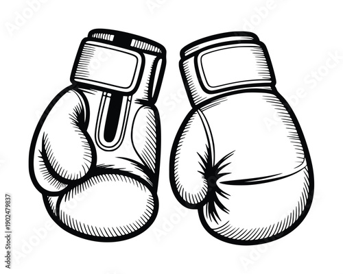 Black and White Illustration of Boxing Gloves Ready for a Fight