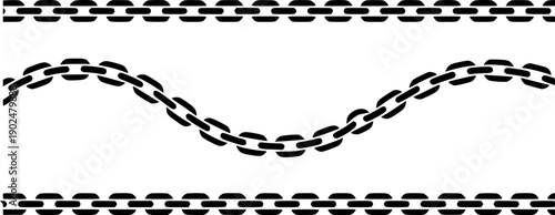 Black Chain Links Pattern on White Background - Top, Middle, and Bottom Rows
