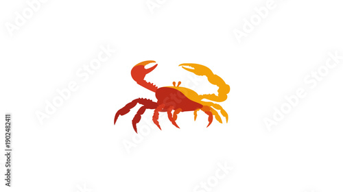 Stylized Crab Vector Illustration Icon. Graphic Art of a Marine Life Sea Animal with Orange and Red Gradient on White