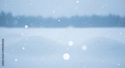 Wallpaper Mural Serene snowy landscape with falling snowflakes and distant trees. Winter background Torontodigital.ca