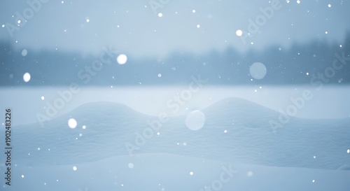 Wallpaper Mural Serene snowy landscape with falling snowflakes and distant trees. Winter background Torontodigital.ca