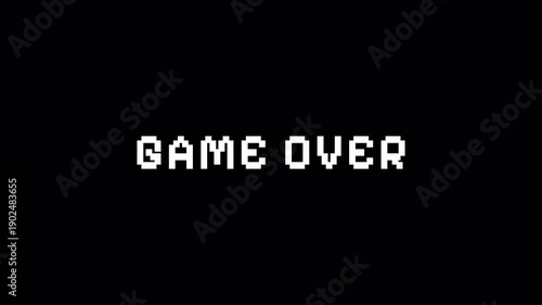 Wallpaper Mural Looped GAME OVER animation with glitch effect isolated on black background. Glitch GAME OVER video game screen. 4k animation. Alpha channel. Torontodigital.ca