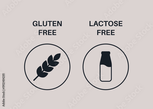 This artwork creatively highlights food allergies with symbols for gluten free and lactose free options, emphasizing the importance of dietary awareness for a healthier lifestyle