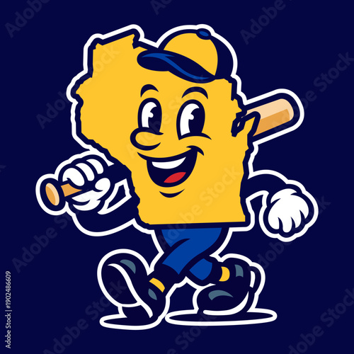 Milwaukee Wisconsin Baseball Mascot Retro State Character