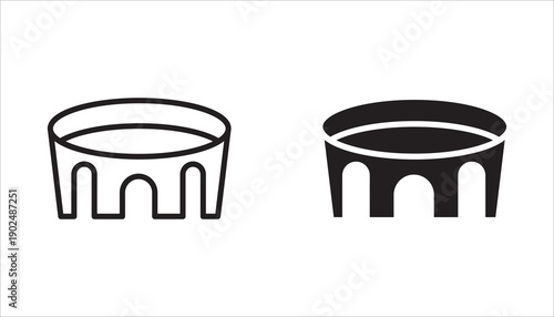 Stadium and sports arena icon set. Editable outline symbols, football stadium, arena, sports, stadium icon set, stadium vector.