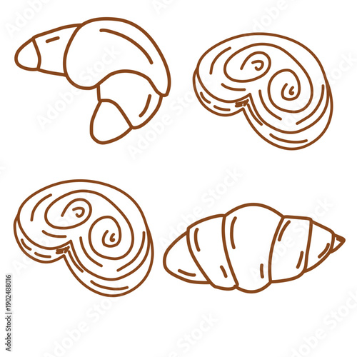 Set of hand drawn cookies, Doodle line hand drawn of cookies. Set of various cracker and biscuits for food theme, hand drawn various biscuit. Food frame cookies.