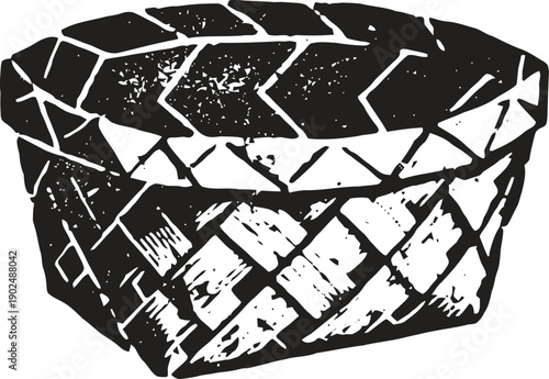 Rustic woven basket illustration handmade container with textured pattern and vintage