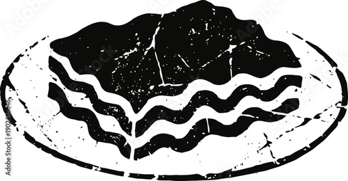 Two slices of crispy bacon on a plate with rustic texture and vintage