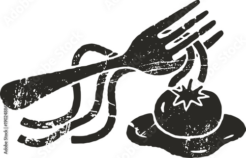 Spaghetti with tomato sauce and fork italian pasta meal with fresh tomato and sauce