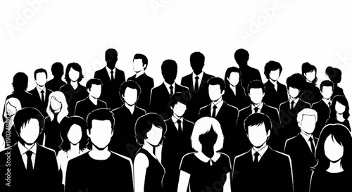 Diverse group of people in silhouette wearing business attire.