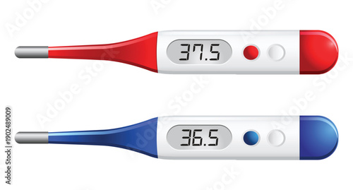 Medical thermometer. Classic medical mercury a for temperature measurement. Healthcare and medical equipment vector illustration