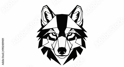 Geometric Wolf Head Illustration Minimalist Design.