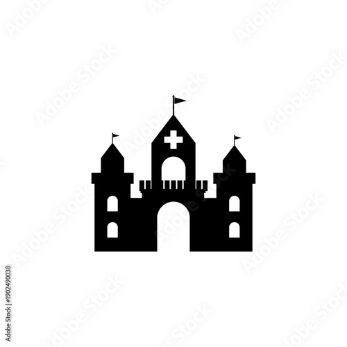 Wallpaper Mural Black Silhouette of a Castle Building. Torontodigital.ca