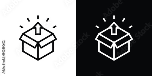 Unboxing Icon Sheet Multiple Style Collection Isolated Vector
